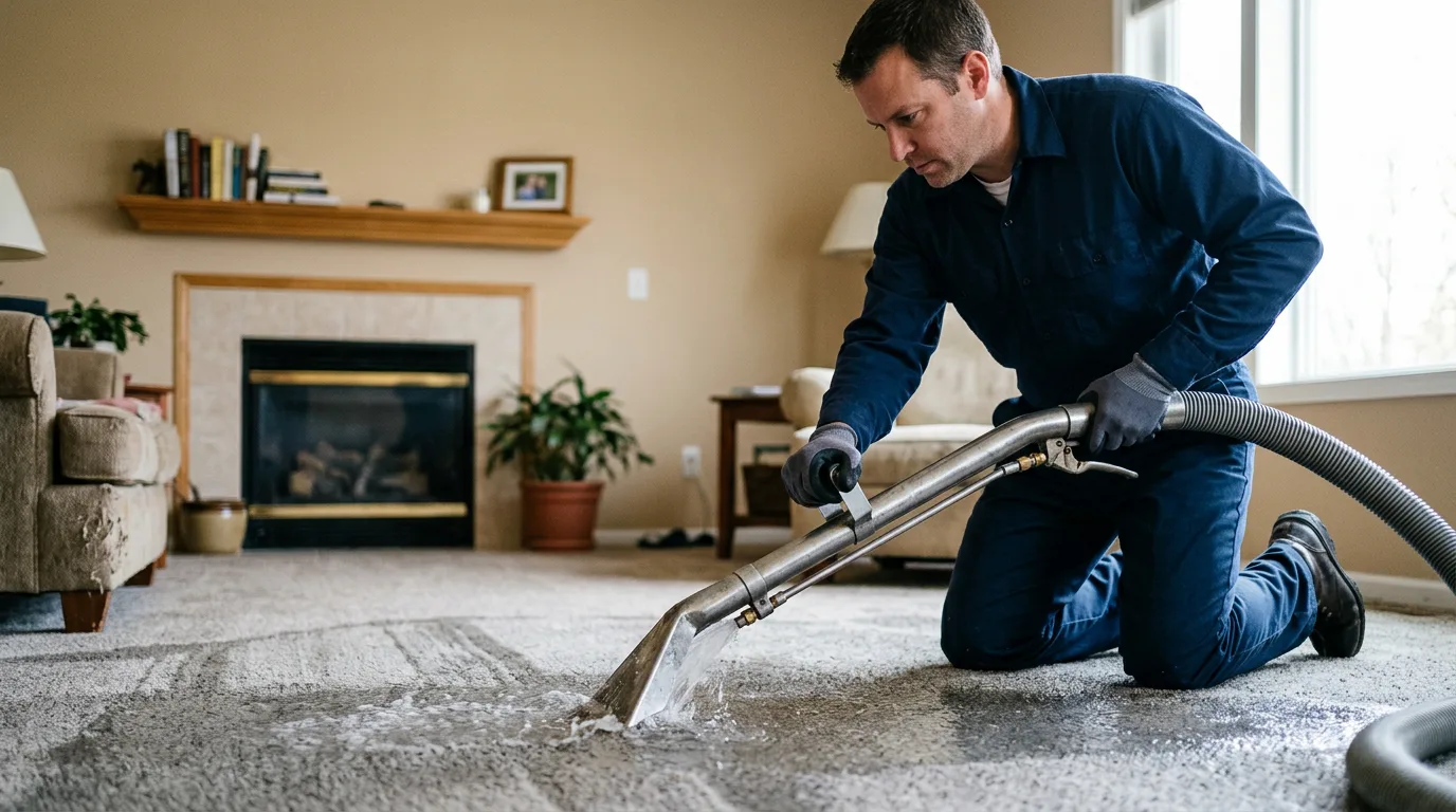 Water damage restoration technician working near Hamel, MN